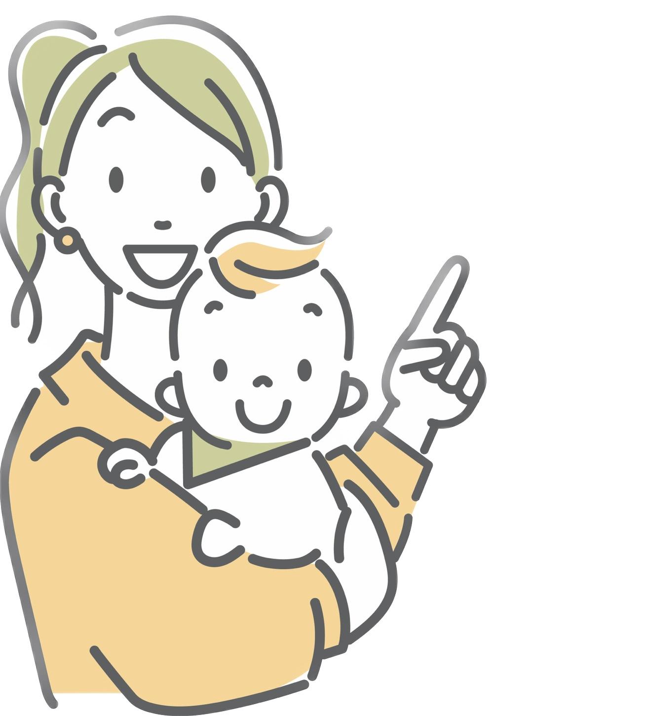 子どもを抱っこする母親のイラスト