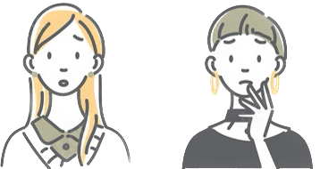 悲しい表情の2人の女性の並んでいるイラスト